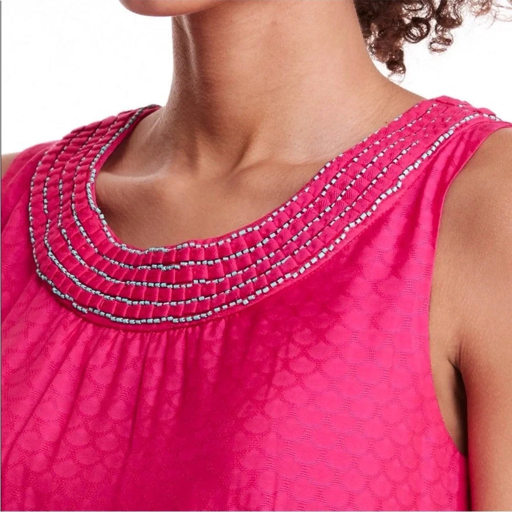 VINEYARD VINES Dobby Embellished Silk Blend Shift Dress